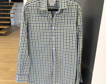 Camisa de cuadros T.M.Lewin para hombre, algodón de doble pliegue de la más alta calidad, talla L