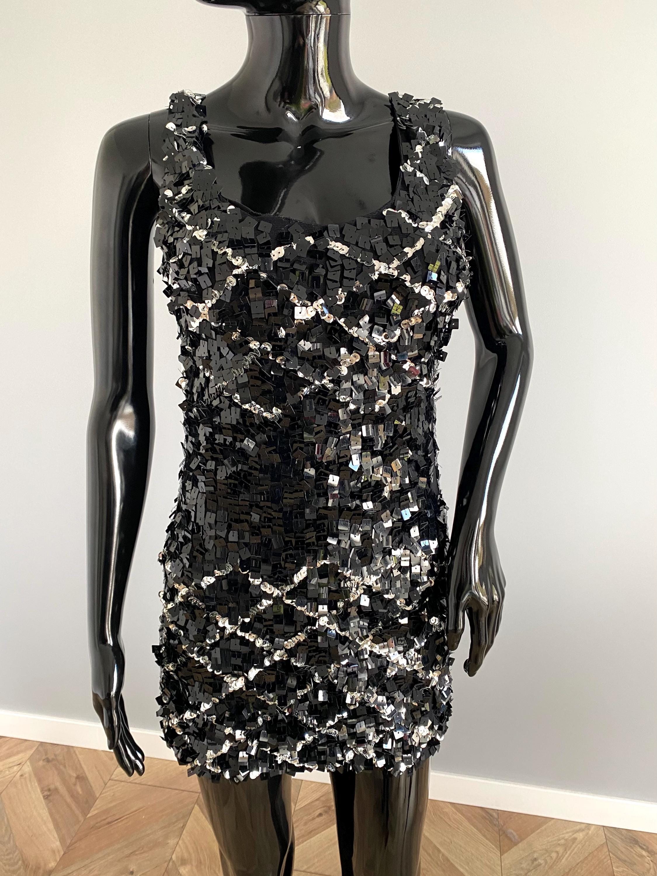 black and silver sequin cocktail dress Black And Silver Sequin Short Dress