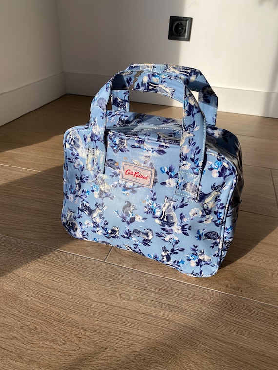 Cath Kidston Light Blue Floral Animal Print Bag Birds Hedgehogs