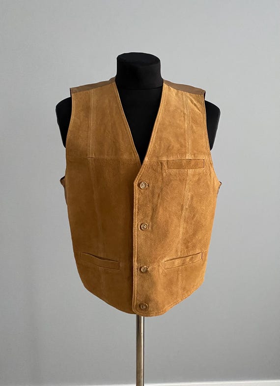 Vintage Suede Vest Mens M • Light Brown Western Hunting Style - Etsy
