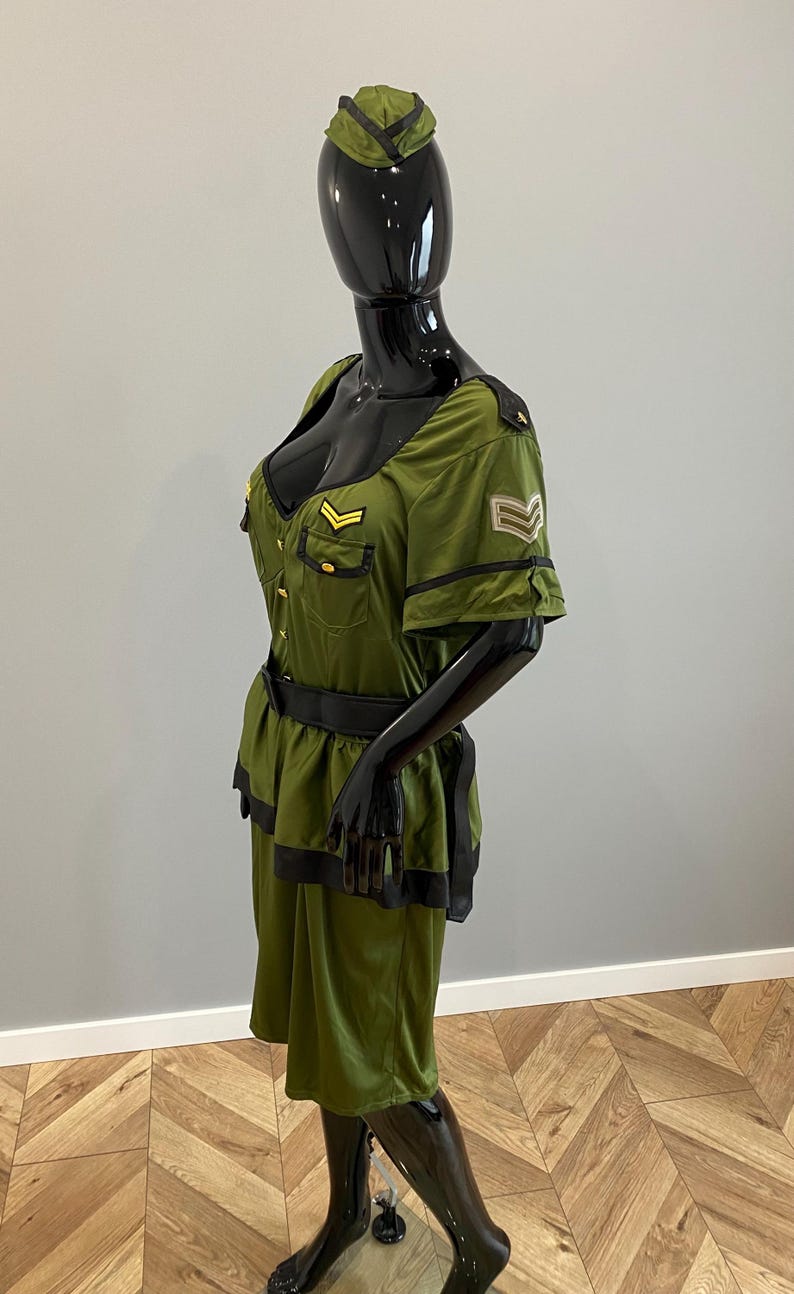 Commander Cutie Costume Women Plus Size 1X 2X Army Leg Avenue Military Dress Hat Set Halloween Cosplay Outfit image 8