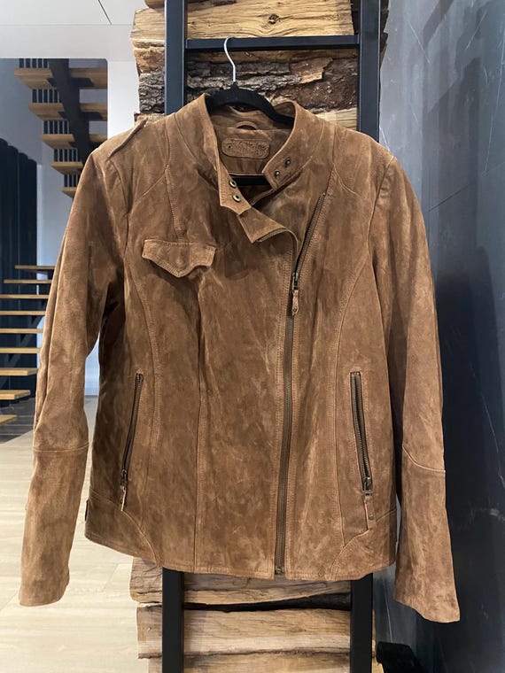 Vintage Brown Suede Leather Jacket – Yessica Germany – Size EU 44