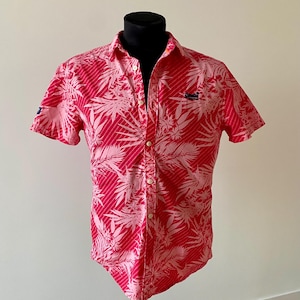 mens Shirt mens floral shirt boho shirt cotton shirt beach shirt Hawaiian Print shirts Hippie shirt aloha shirt Leaf hibiscus shirt M