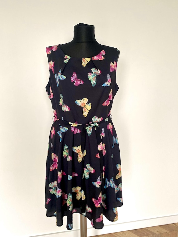 retro butterfly dress Ibtom Castle Women's 1950s Vintage Dress Short Sleeve Heart Print Mesh Retro Evening Prom Cocktail Party Swing A Line Dress XL White + Purple