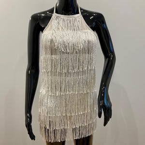 Body con frange argentate: costume da ballo Gatsby anni '20, schiena scoperta - EUR 34 / US 2