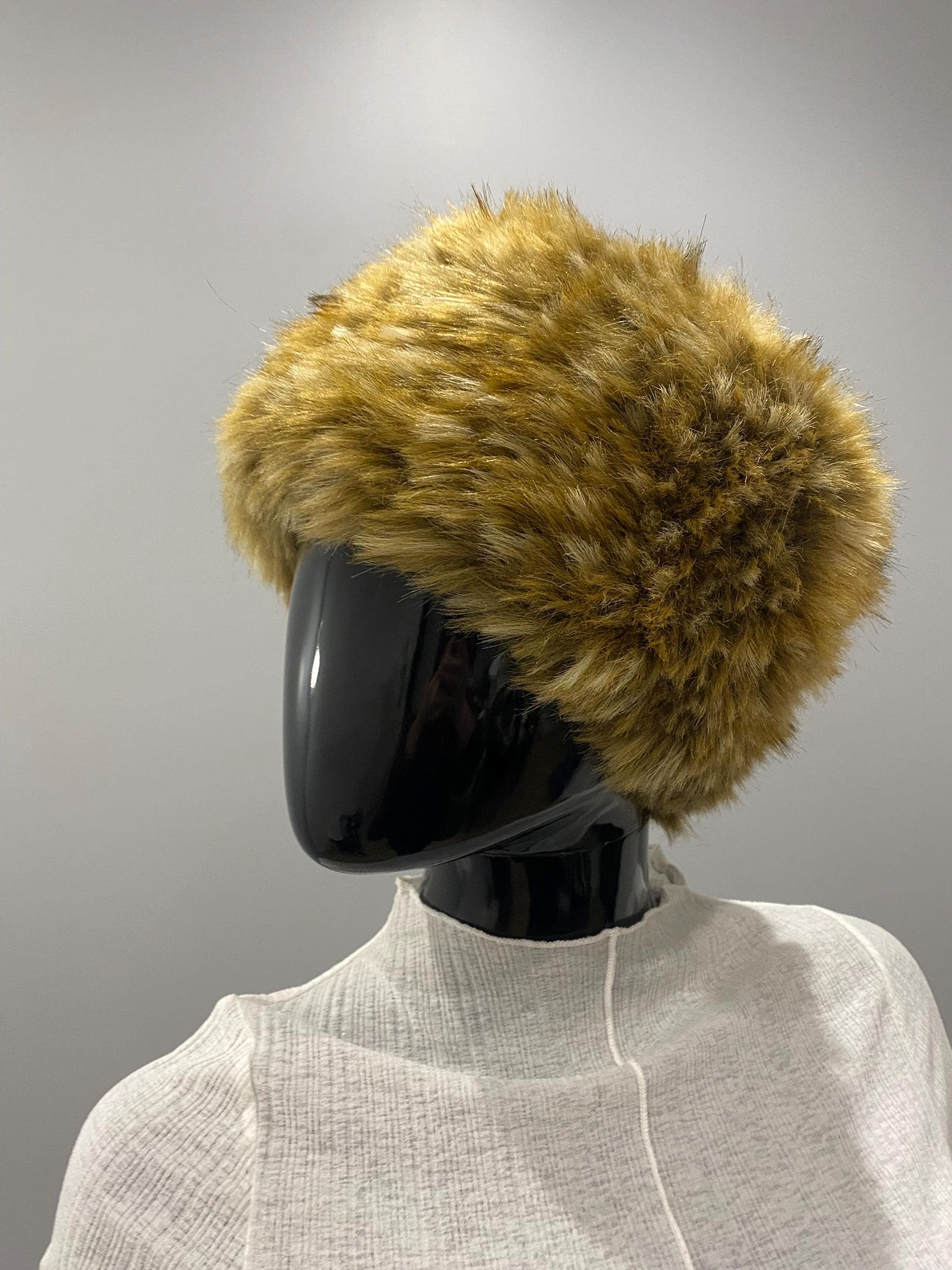 Vintage 80s Faux Fur Hat Women