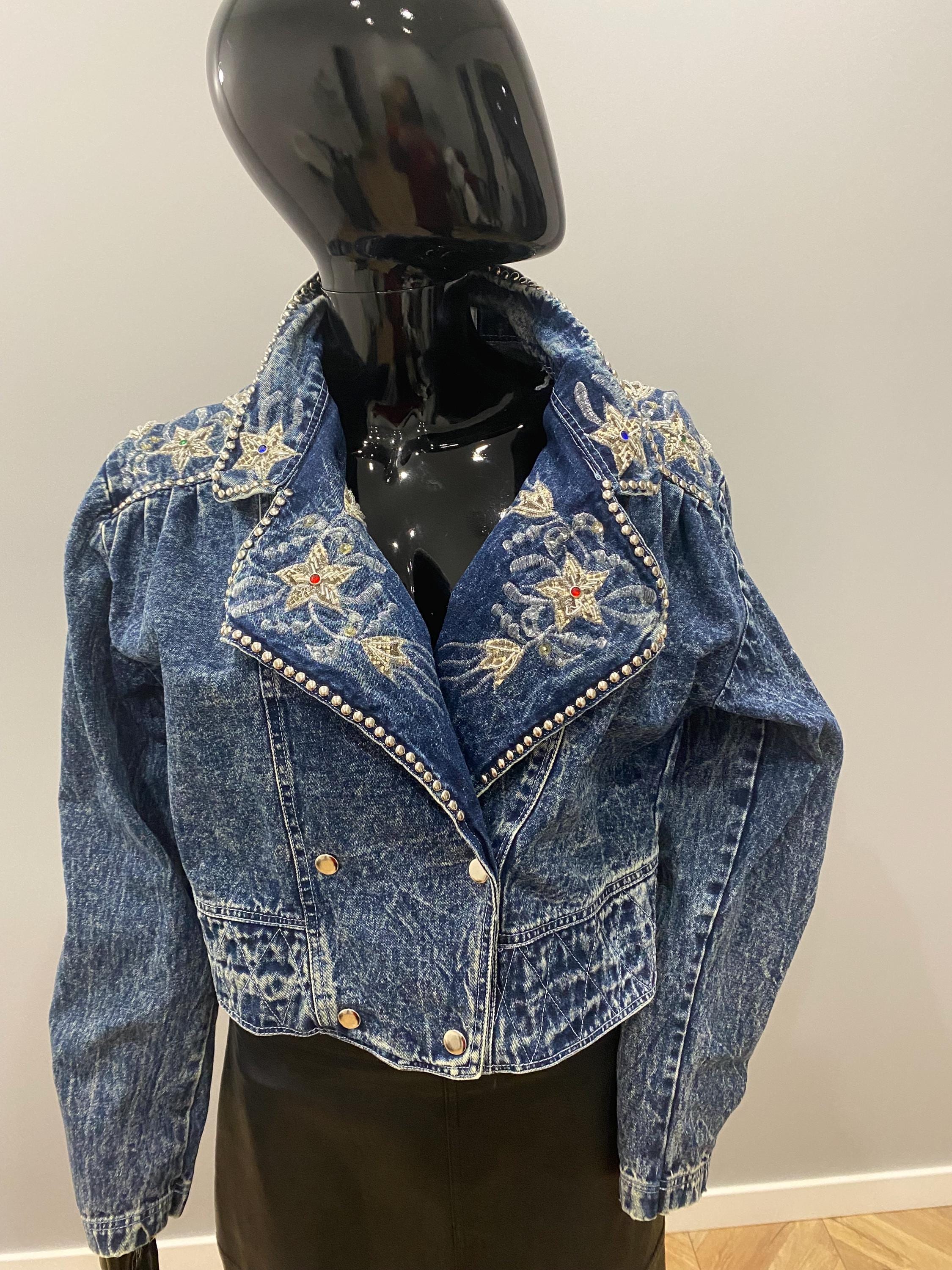 ジャケット・アウター Made in Italy cotton denim jacket Vintage 1980s Jazzino Embroidered Denim Jacket – Italian Brand – M