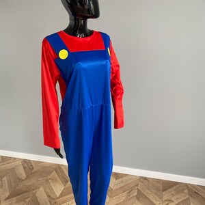Super Mario Costume Adult Unisex S M L Blue Red Cosplay Outfit Video Game Character Fancy Dress Halloween Party Costume image 3