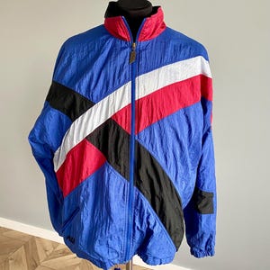 Men’s Cargo Windbreaker Alex 2XL, Blue Red, Nylon Shell, Cotton Lining