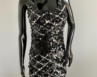 Black Silver Sequin Mini Dress by Miso -Size US 6 / S