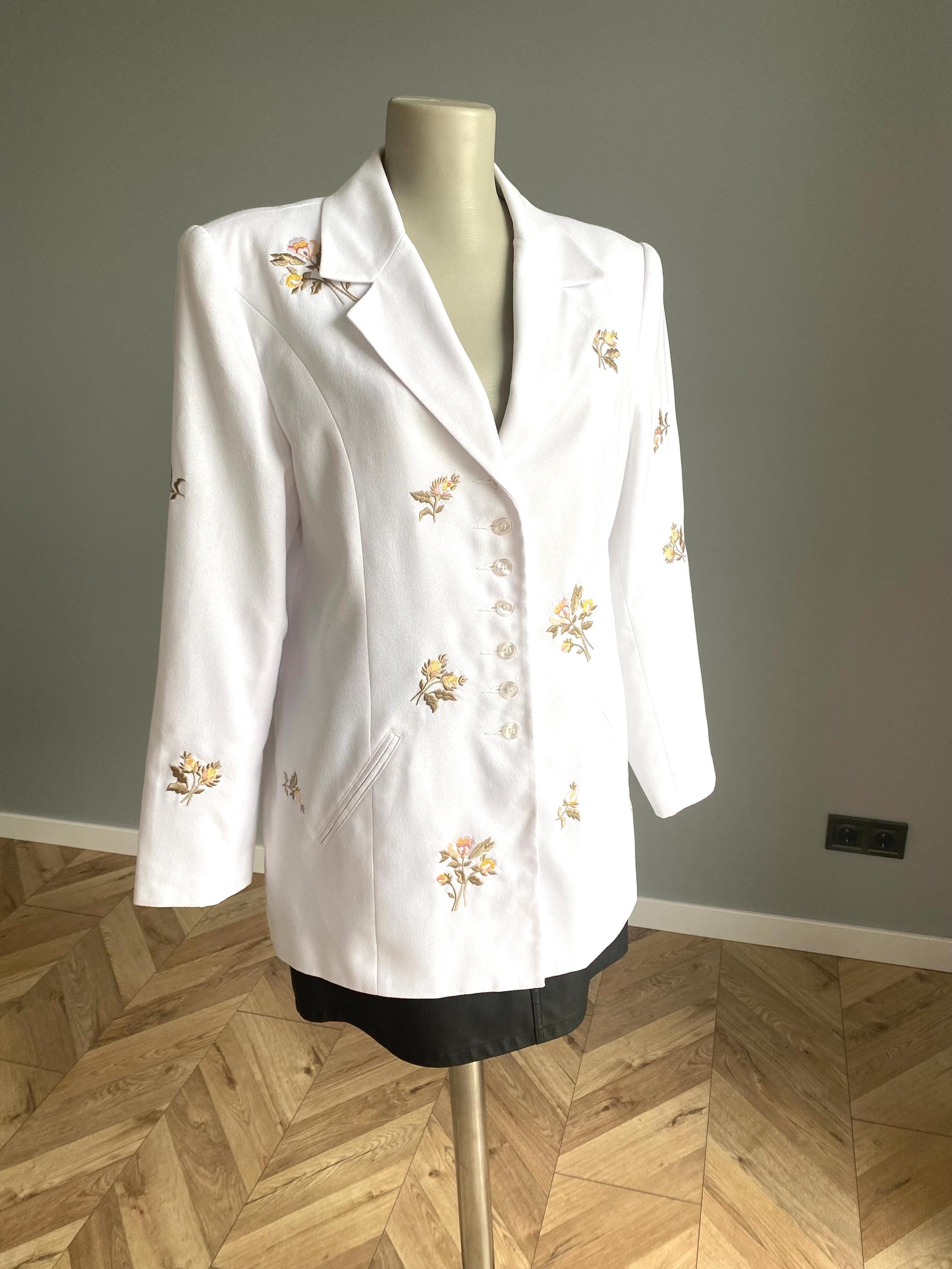 Floral Embroidered Wedding Blazer: Bridal Jacket, White Womens  display picture 1