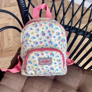 Cath Kidston Floral Mini Backpack: Beige Pink & Blue Flowers