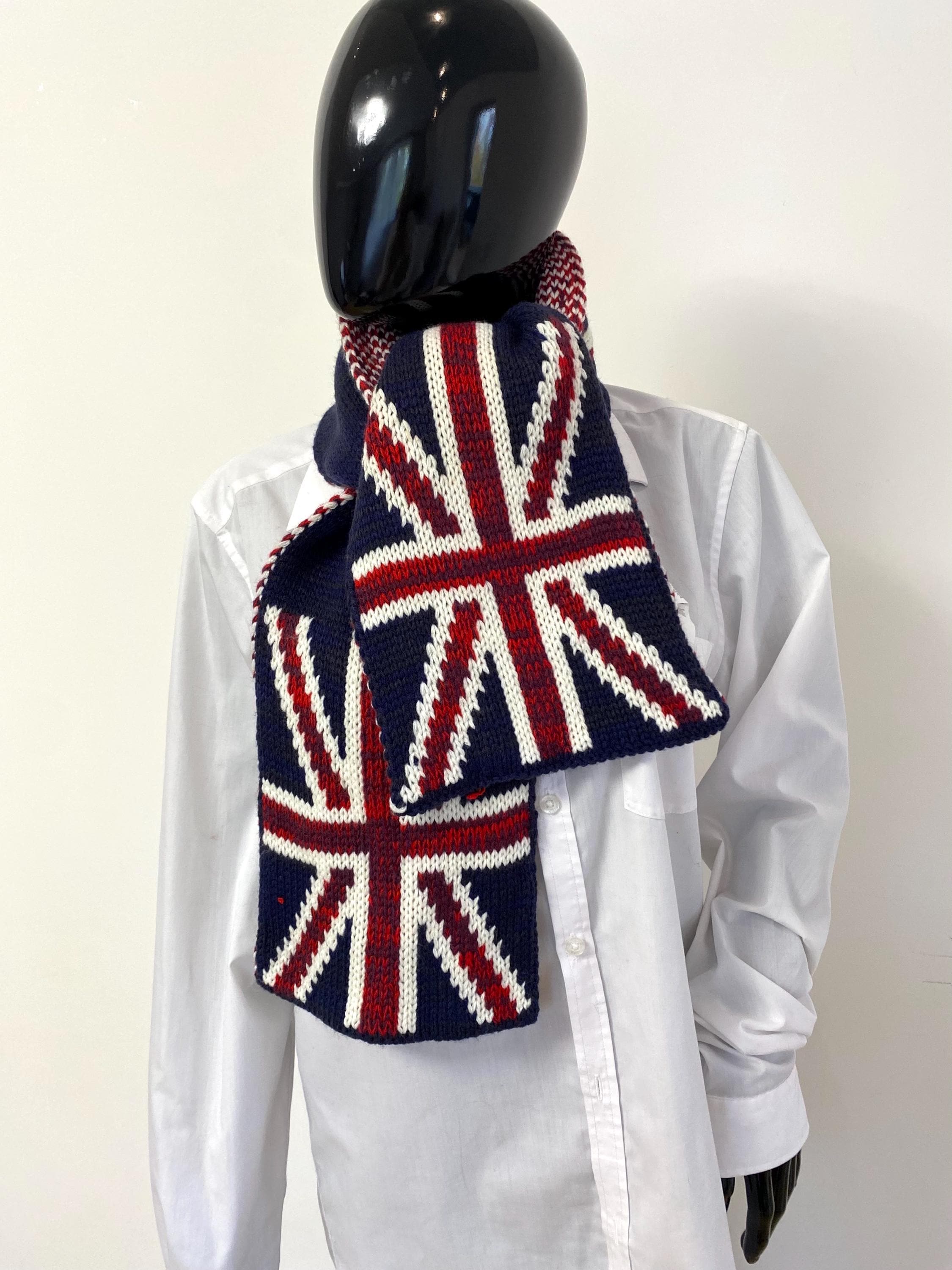 ユニオンジャックニットマフラー | 二重構造 | 暖かい冬用マフラー