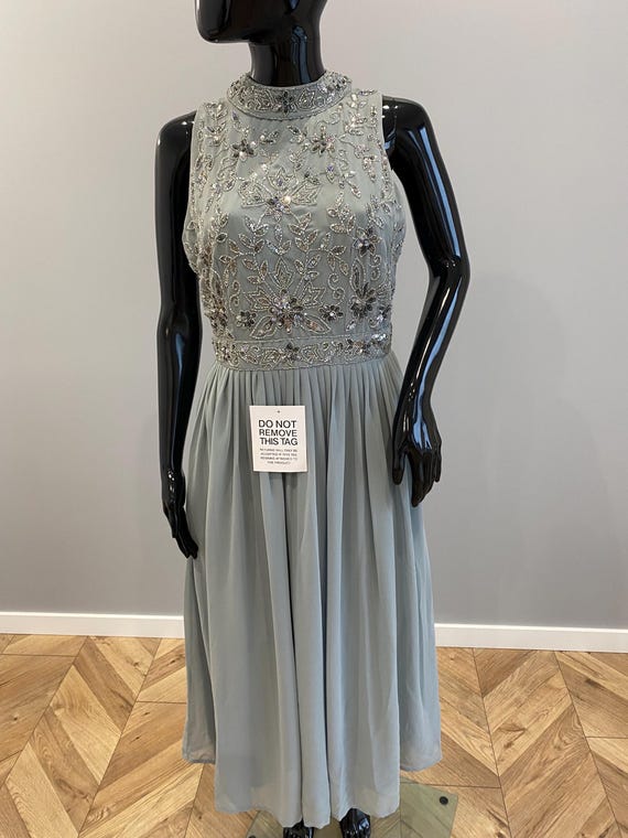 knee length dresses for ladies Angeleye  Short Sleeve Sequin Embellished Maxi Dress  Bridesmaid dresses   Blue