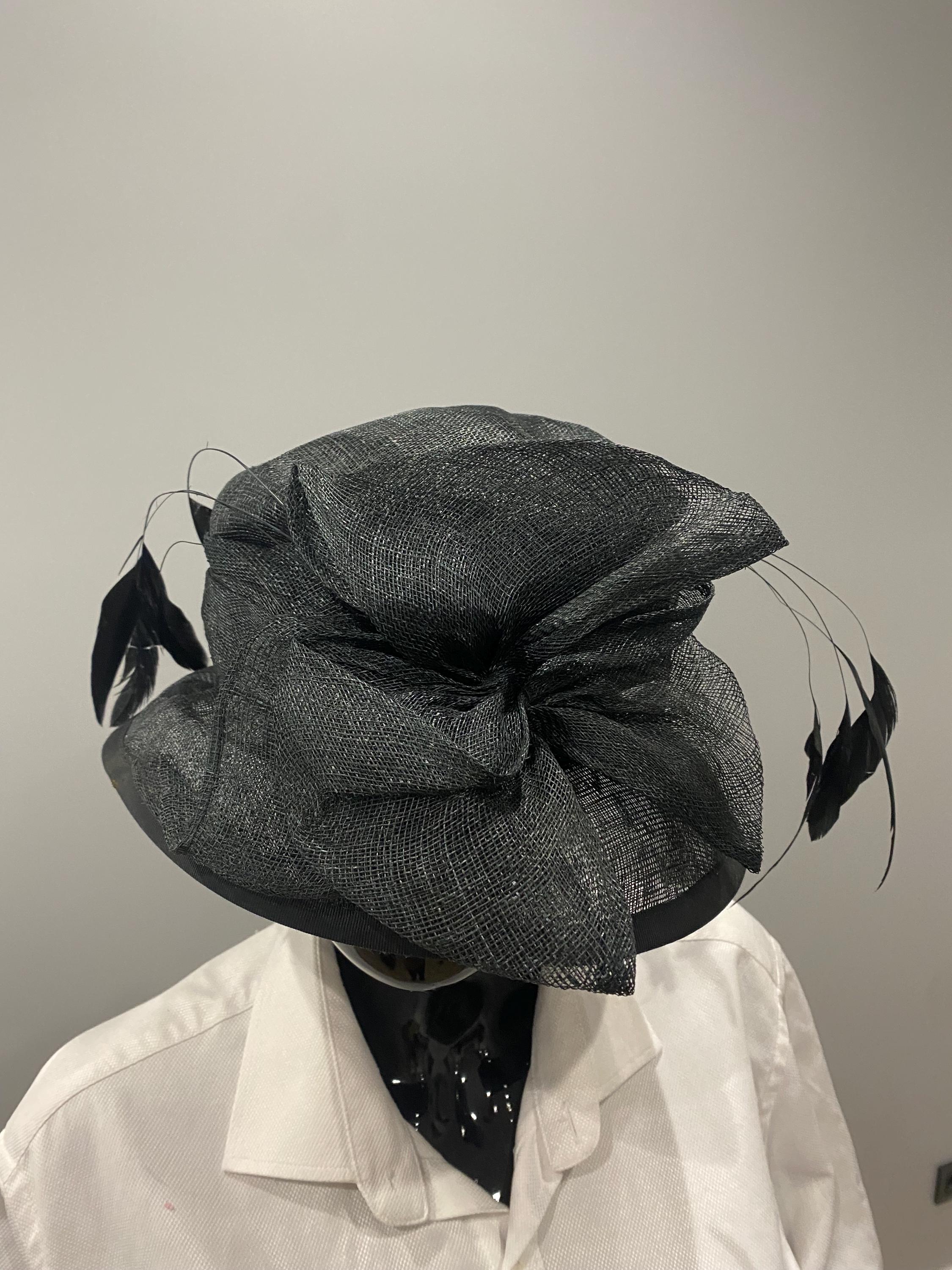 Vintage Black Felt Wide Brim Hat Silver Bow Trim Statement Western Glam 80s 90s Women Western Cowgirl Hat Vintage Felt Cowboy Hat Fluffy Fur  main image 4