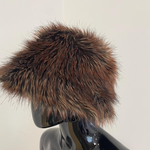 Vintage Suzanne Bettley London Faux Fur Hat Brown Black Rust  display picture 1
