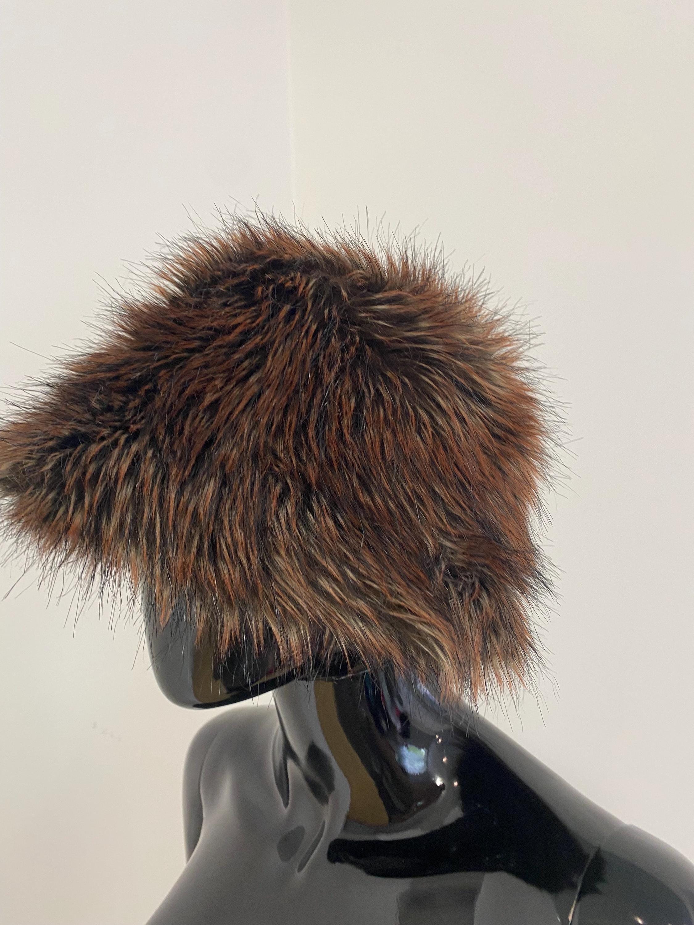 Vintage Suzanne Bettley London Faux Fur Hat Brown Black Rust  display picture 1