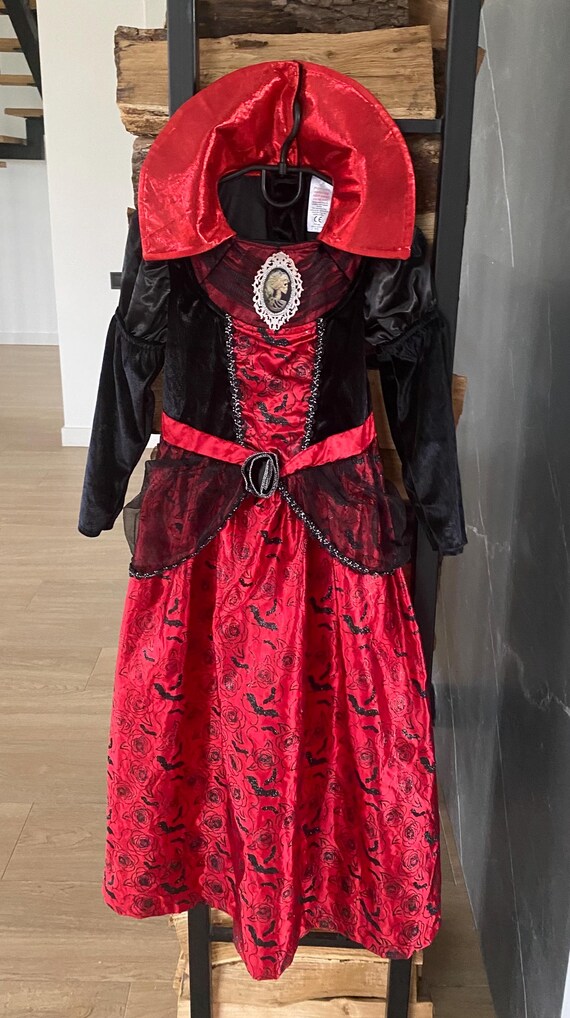 black and red witch dress Gothic Witch Princess Costume: Red & Black Dress (5-6 Years)