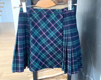 Jupe Mi-longue Plissée Burberry - Laine Tartan Marine - Taille 8 - Neuf Avec étiquettes