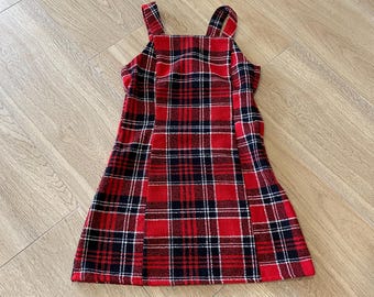 Girls Tartan Pinafore Dress – A-Line Sleeveless Sundress, Size 11–12 Years (152 cm)