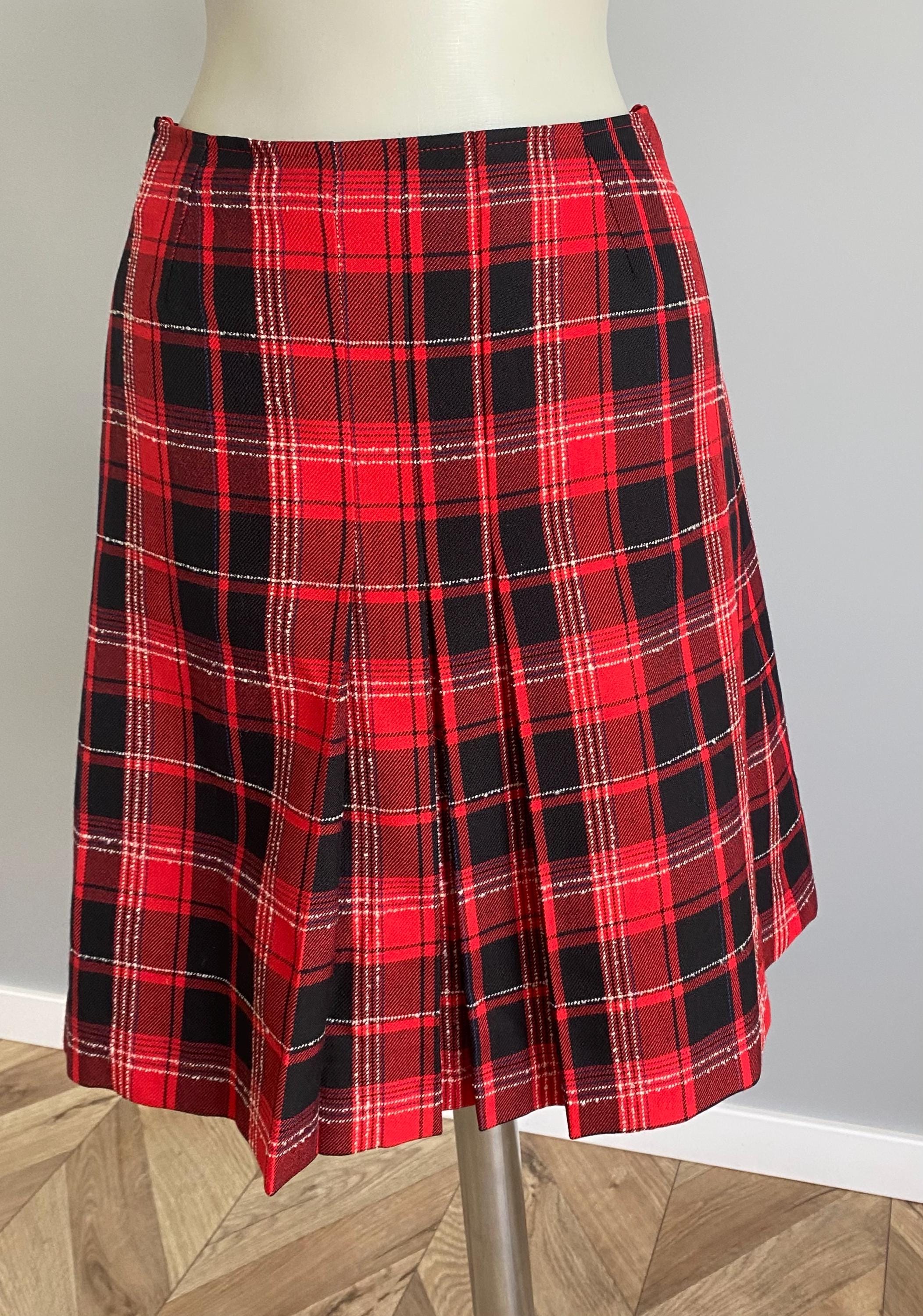 Vintage Red Plaid Skirt: Wool Blend Rockabilly Style - S/M - Etsy