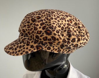 Krantenjongenspet dames luipaardprint 58–59 cm gavrochehoed met dierenprint, vintagestijl