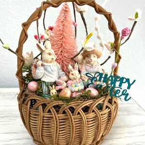 Easter Bunny Centerpiece: Vintage Basket Assemblage
