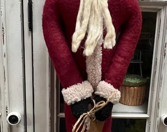 Primitive Honey & Me Santa 33" Hanging or Sitter skinny rustic doll Santa Clause Rare