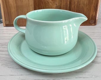 Seafoam Green Nancy Calhoun gravy boat and under plate