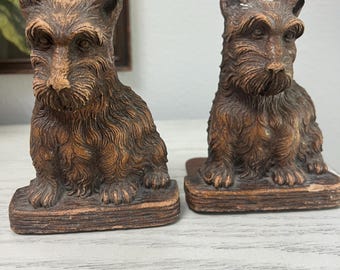 Pair of Vintage Syroco Wood Scottish Terrier Westie Dog Bookends