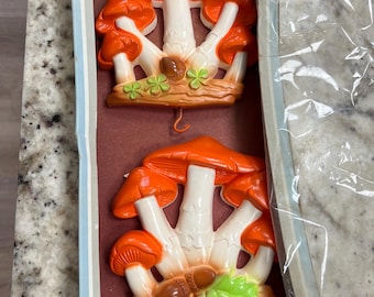 Vintage Miller Studio Mushroom Chalkware Pot Holders NOS