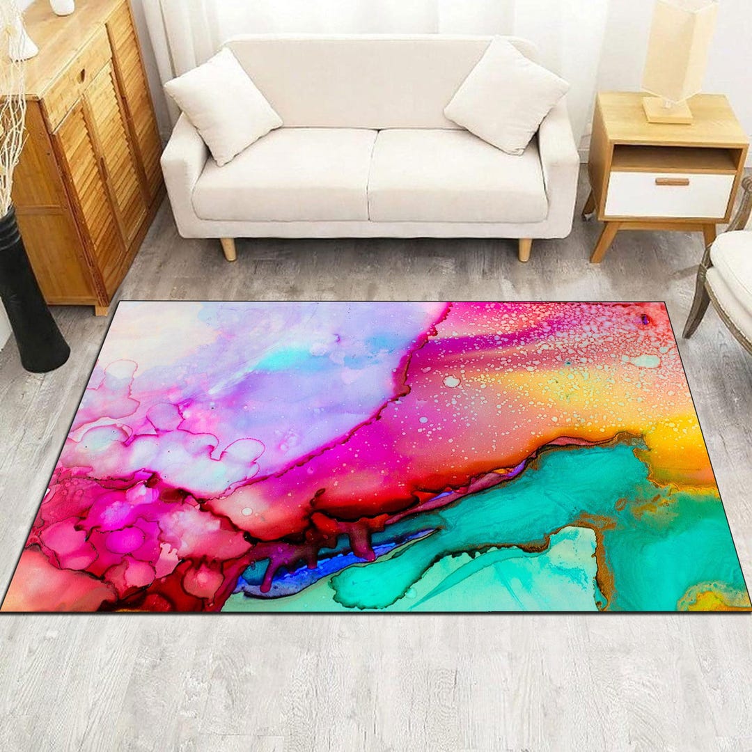 Color Saturated Rugs Abstract Color Splash Rug: Vibrant Watercolor Artistic Carpet - Etsy ...