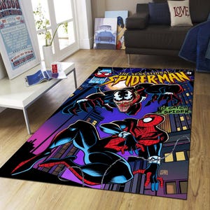 Spiderman Comics Rug: Machine Washable Kids Room Decor
