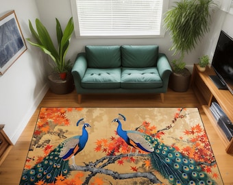 Peacock Pattern Rug, Ethnic Style Home Decor
