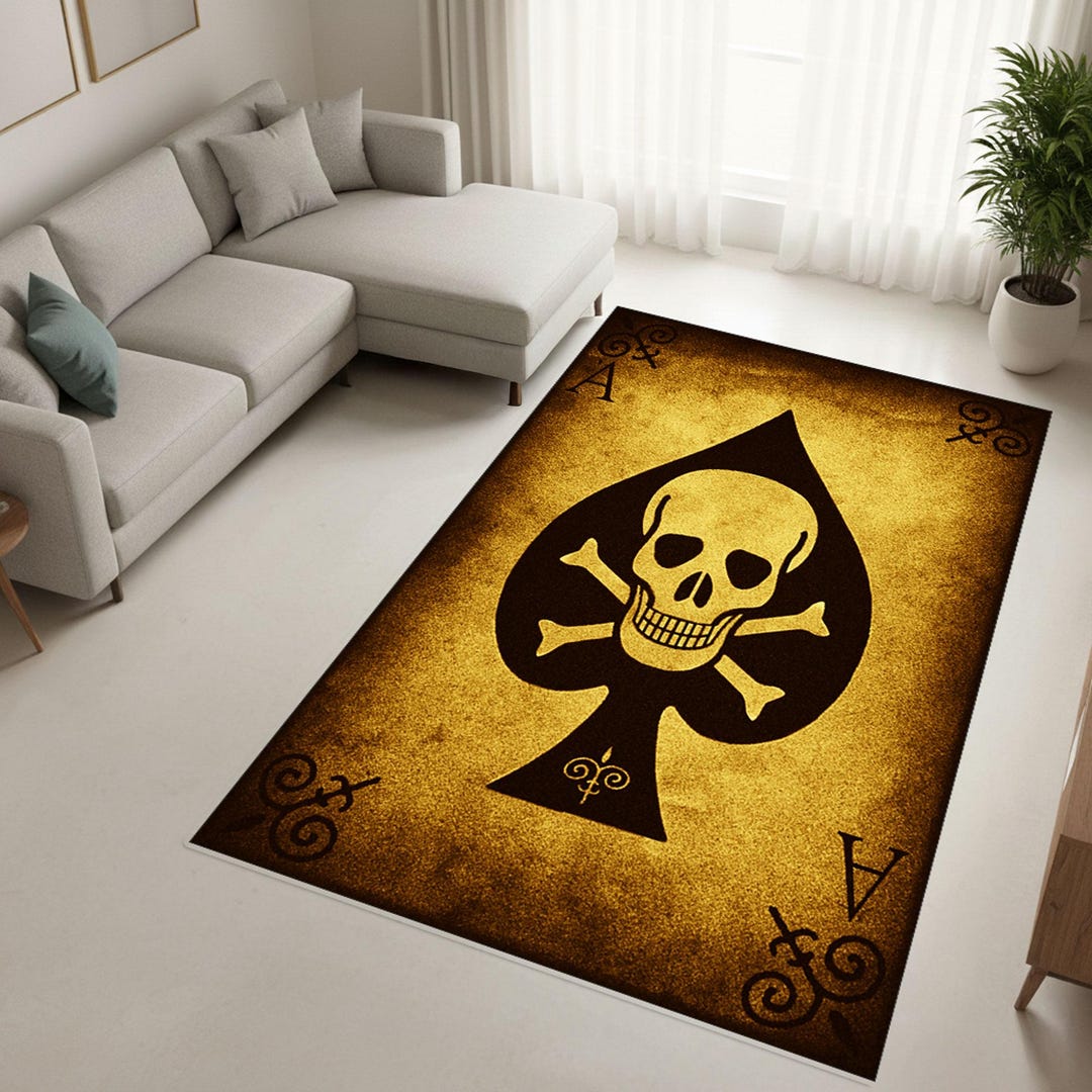 Ace of Spades Skull Area Rug, Gothic Gamer Decor - Etsy