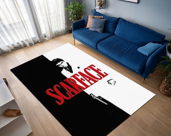 Scarface Movie Rug: Tony Montana Design, Non-Slip Living Room Decor