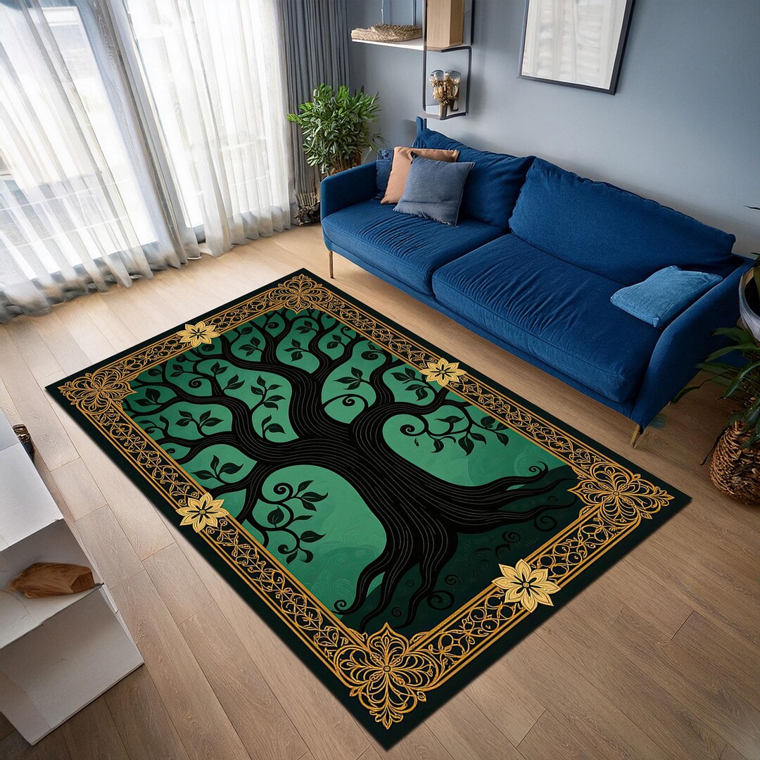 Tree of Life Rug: Vintage Botanical Afghan Style - Etsy