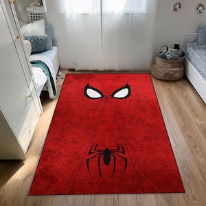 Personalized Spiderman Rug: Washable Non-Slip Kids Room Decor