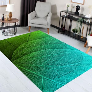 Monstera Leaf Area Rug: Modern Abstract Green Rug