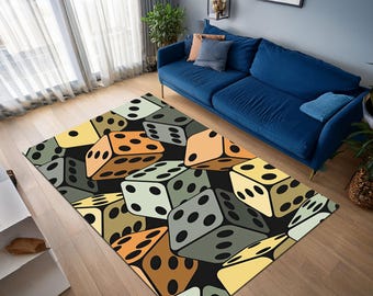 Tapete com estampa de dados retrô: decoração colorida para sala de jogos