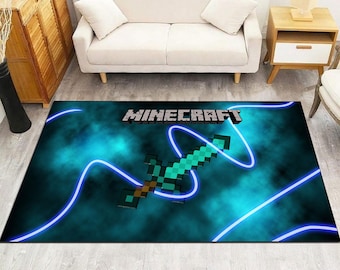 Pixel Art Sword Area Rug, Gaming Mat, Washable Rug
