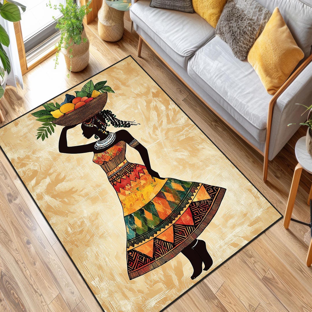 African Woman Rug: Ethnic Afro Boho Decor, Non-slip Runner - Etsy