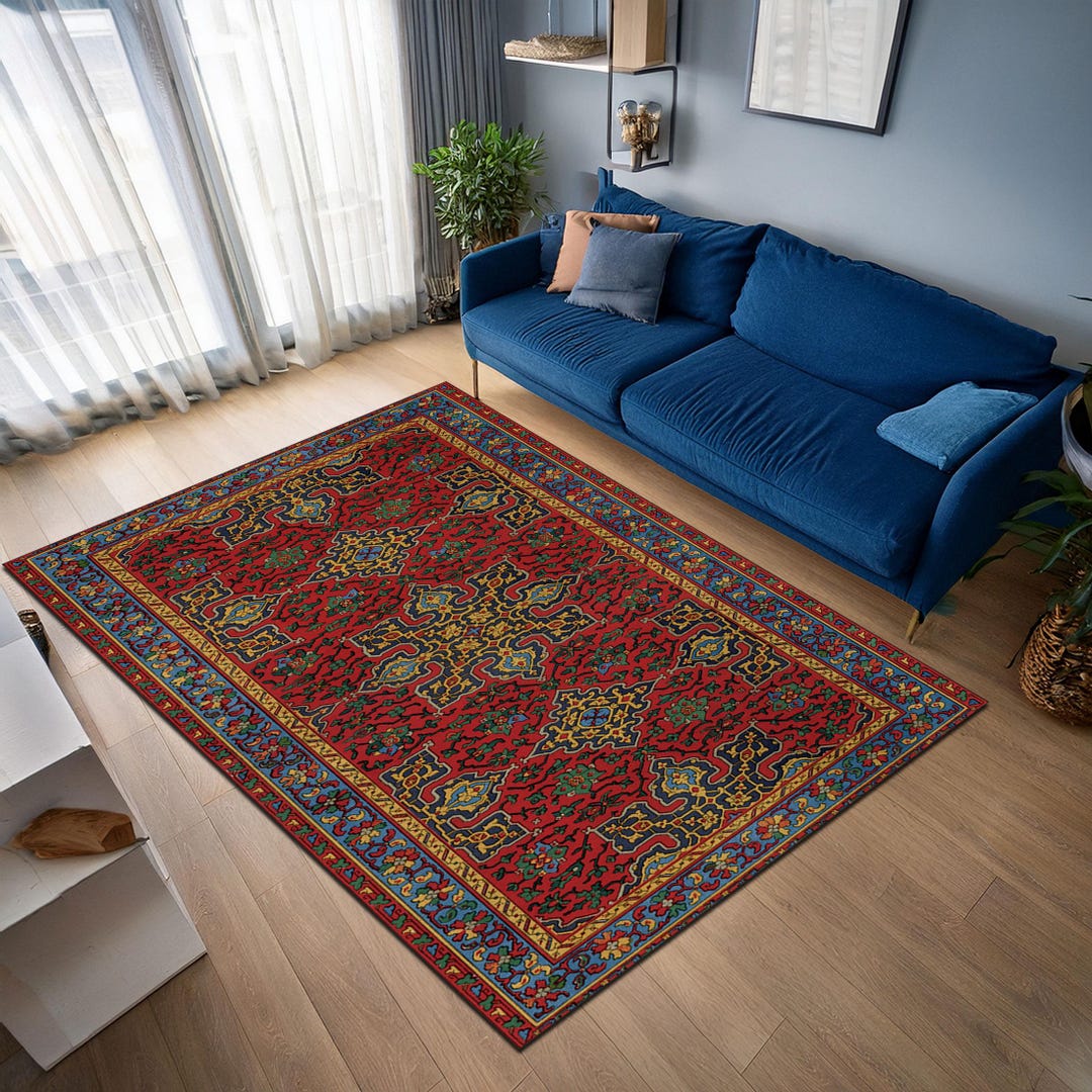 Arab Throw Rug Arabic Motifs Printed Rug: Traditional Turkish Style, Non-slip - Etsy