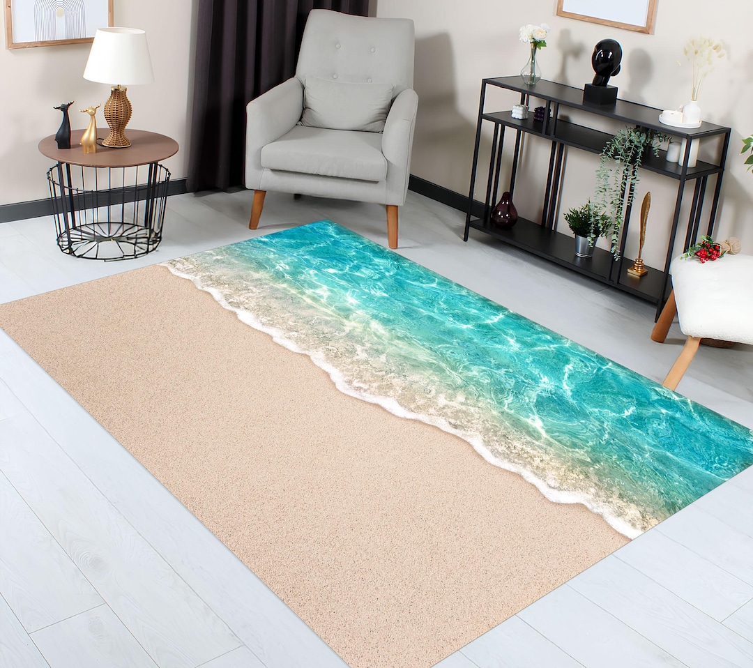 Beach Wave Rug: Nautical Non-slip Summer Decor - Etsy