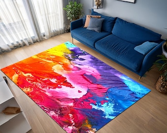 Abstract Color Splash Rug: Vibrant Modern Art Carpet
