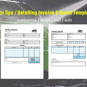 Auto Detailing Business Template | Car Wash & Mobile Detailer Forms Printable PDF, Editable Word Service Checklist, Invoices, Quote