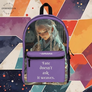 « Sac à dos Amane Anime - Sac citation « Le destin ne demande pas, il tisse », conception d&#39;anime fantastique, original » par Animomentum