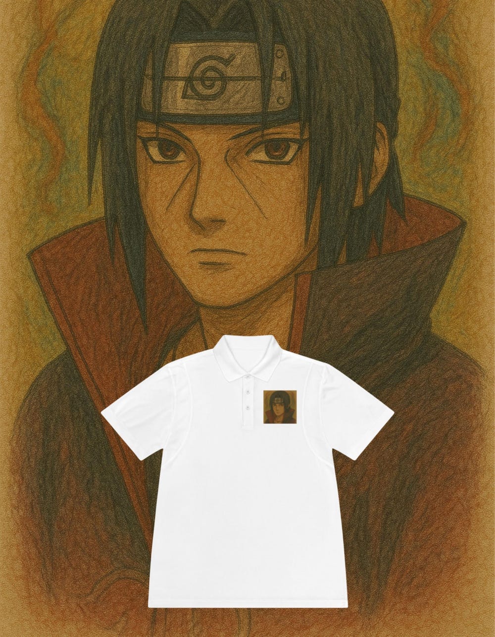 Itachi Men'S Sport Polo Shirt With Unique Graphic, Anime-Inspired Polo, Casual Summer Shirt, Gift For Fans, Handmade Draw Teeplaza Design