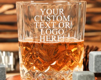 Personalised Engraved Whiskey Tumbler Glass 8oz Birthday/Anniversary/Wedding Gift for Men Best Man/Glass with Your Handwriting Message