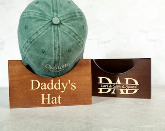 Cadeau fête des pères, organisateur de chapeaux en bois personnalisé, porte-chapeau personnalisé, organisateur de porte-chapeaux gravé, cadeau grand-père, cadeau papa, cadeaux d'anniversaire papa